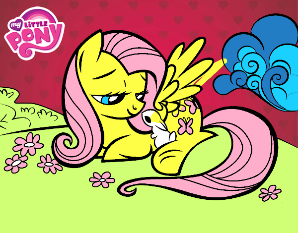 Fluttershy con un conejito