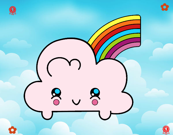 Nube con arco iris kawaii