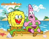 Bob Esponja y Patricio en bañador