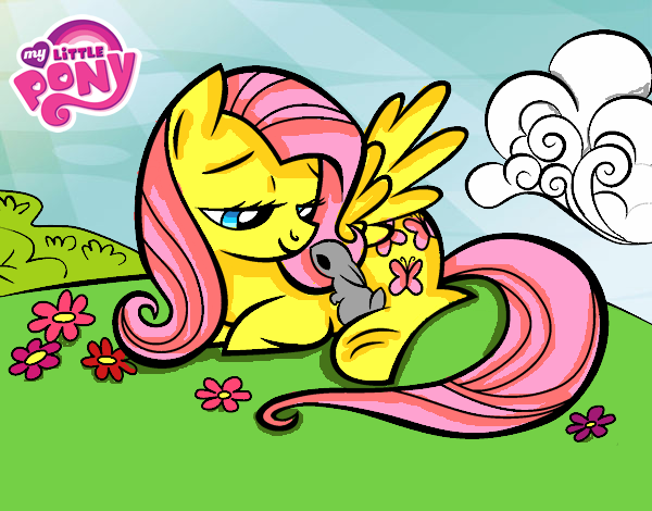 Fluttershy con un conejito