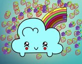 Nube con arco iris kawaii