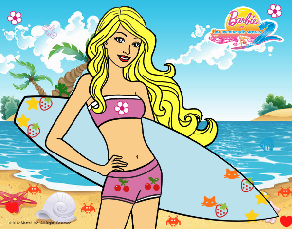 Barbie con tabla de surf