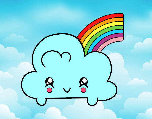 Nube con arco iris kawaii