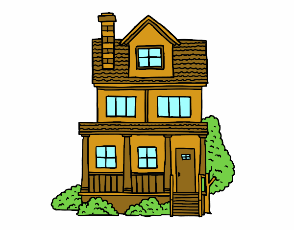  Dibujo de Casa de dos pisos con buhardilla pintado por en Dibujos.net el día