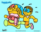 Doraemon y Nobita corriendo