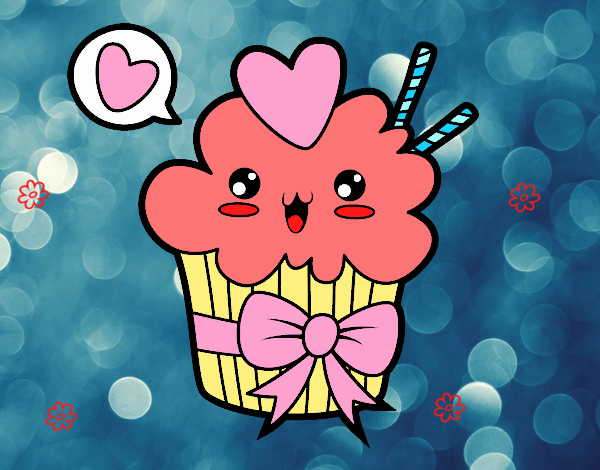 Cupcake kawaii con lazo