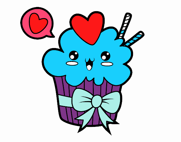 Cupcake kawaii con lazo