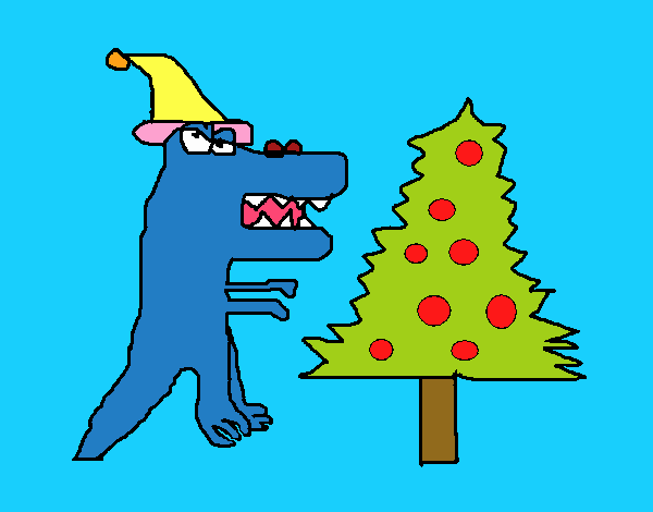 Dinosaurio en Navidad