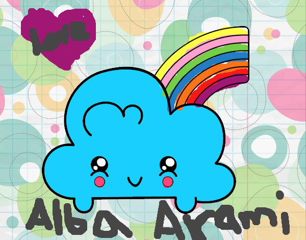 Nube con arco iris kawaii