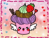 Cupcake kawaii con fresa