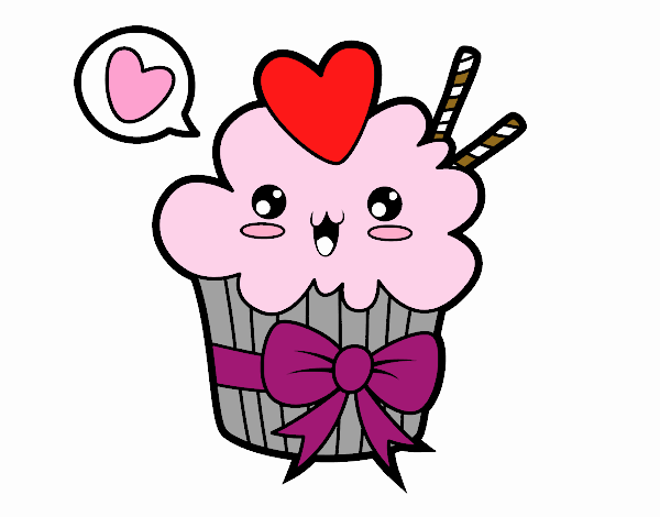 Cupcake kawaii con lazo