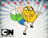 Finn y Jake abrazados