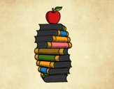 Libros y manzana