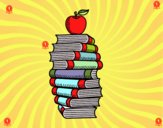 Libros y manzana