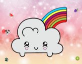 Nube con arco iris kawaii