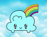 Nube con arco iris kawaii