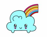 Nube con arco iris kawaii