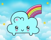 Nube con arco iris kawaii