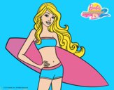 Barbie con tabla de surf