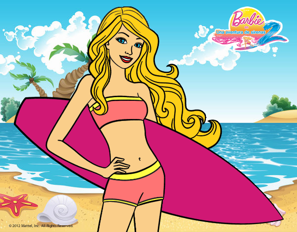 Barbie con tabla de surf