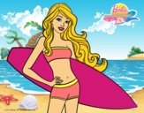 Barbie con tabla de surf