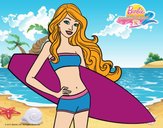 Barbie con tabla de surf