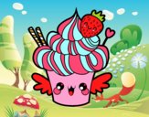 Cupcake kawaii con fresa