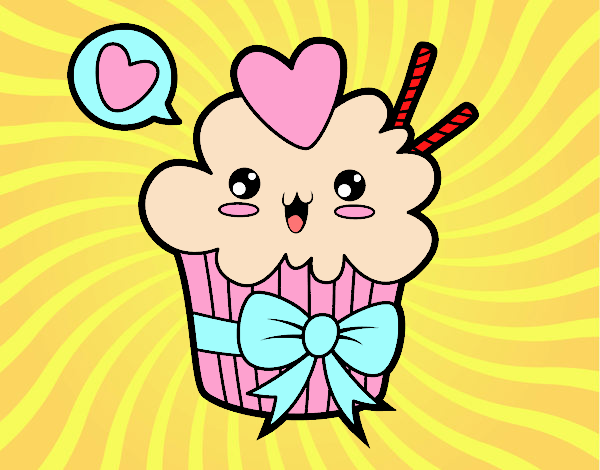 Cupcake kawaii con lazo