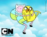 Finn y Jake abrazados