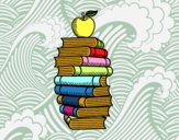 Libros y manzana