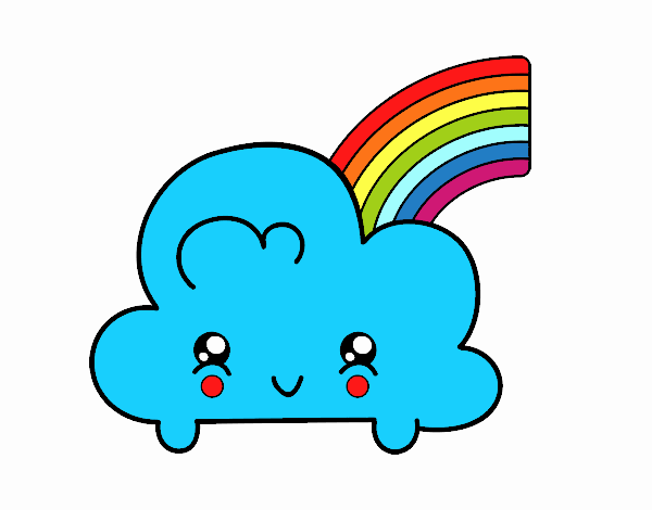 Nube con arco iris kawaii