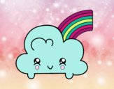 Nube con arco iris kawaii