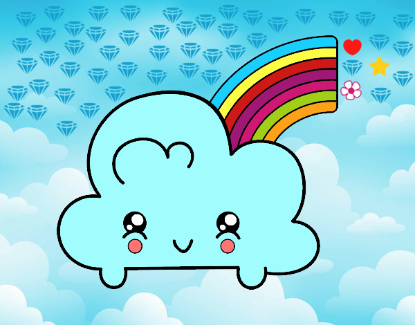 Nube con arco iris kawaii