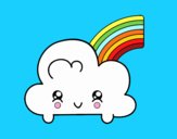 Nube con arco iris kawaii