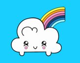 Nube con arco iris kawaii