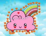 Nube con arco iris kawaii