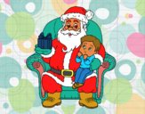 Papá Noel y niño en Navidad