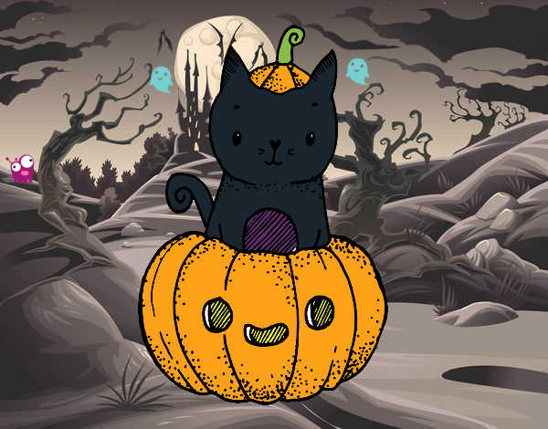 Un gatito de Halloween