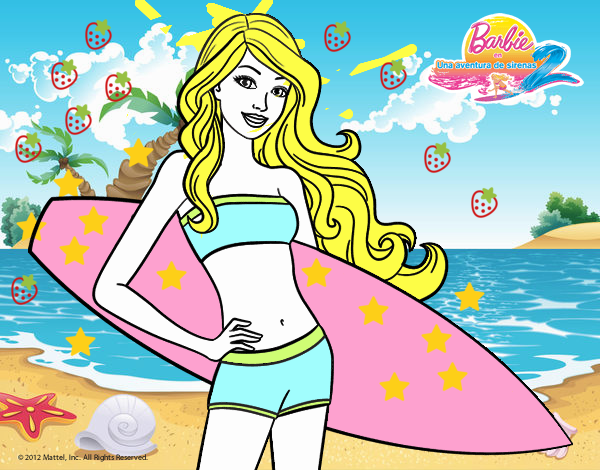 Barbie con tabla de surf