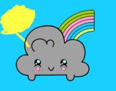 Nube con arco iris kawaii