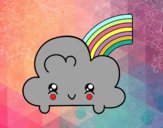 Nube con arco iris kawaii