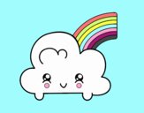 Nube con arco iris kawaii