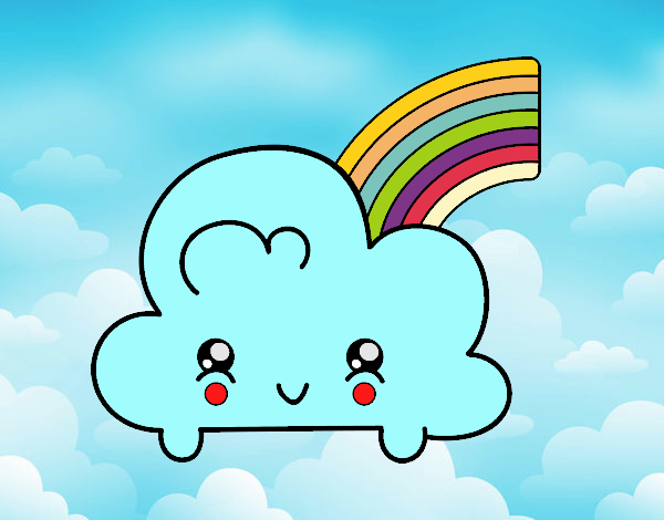 Nube con arco iris kawaii