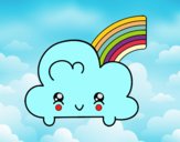 Nube con arco iris kawaii