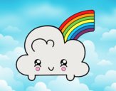 Nube con arco iris kawaii