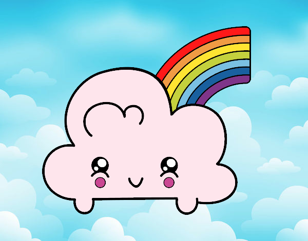 Nube con arco iris kawaii