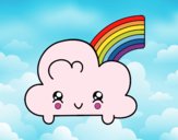 Nube con arco iris kawaii