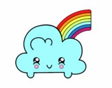 Nube con arco iris kawaii