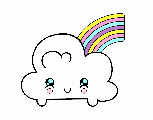 Nube con arco iris kawaii