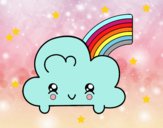 Nube con arco iris kawaii